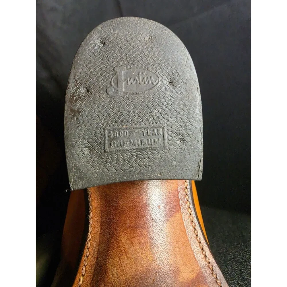 Vintage USA Justin 2712 Cowboy Boots Men's 10.5D Tan Leather Western Pointed Toe